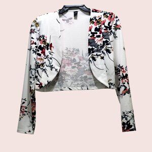 Women Floral Cream Shrug Size XL